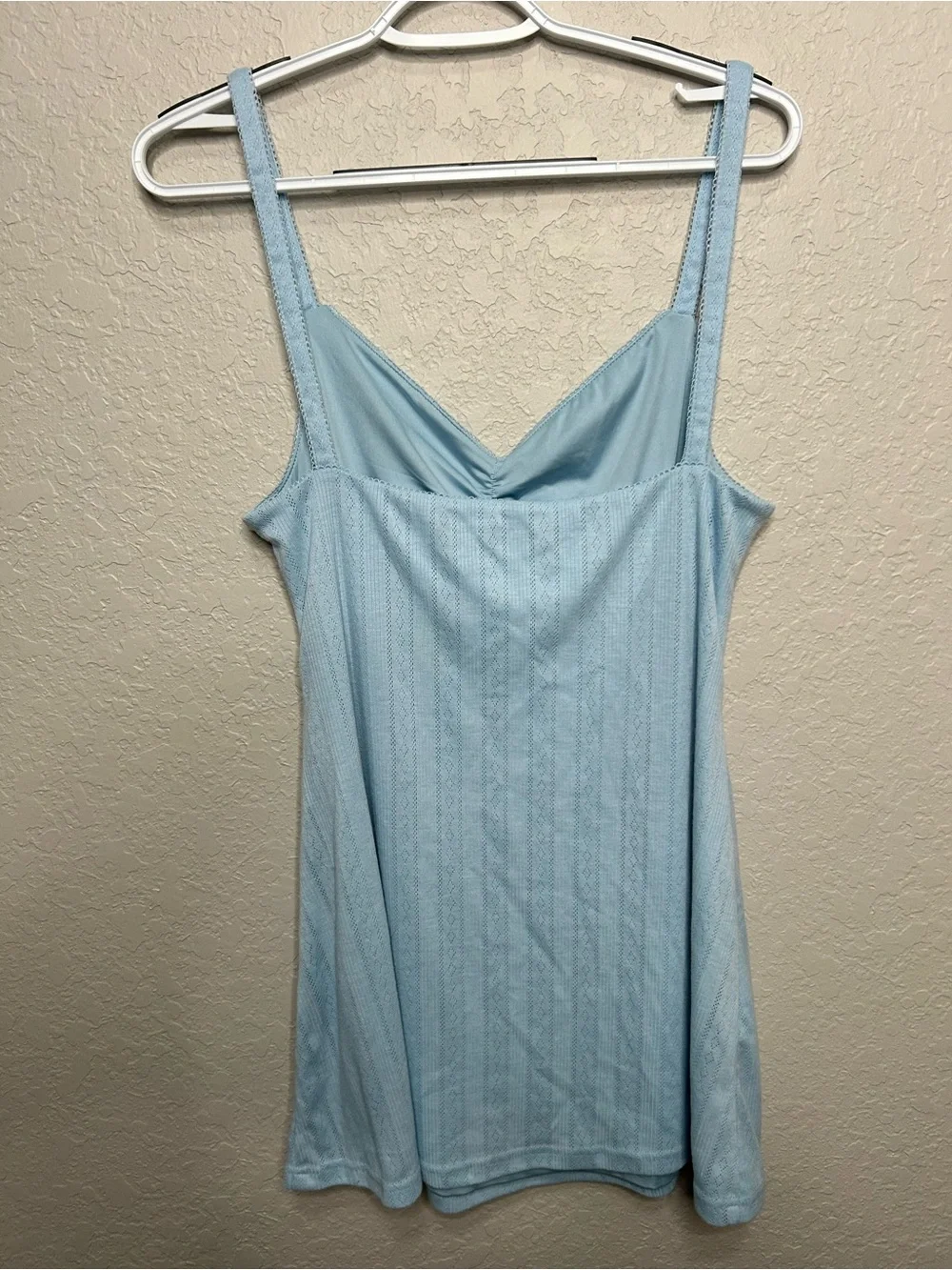 White Fox Baby Blue Pointelle Mini Dress XL - Picture 3 of 7